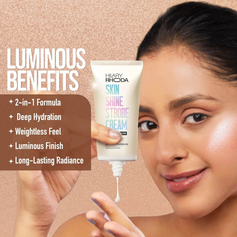 Hilary Rhoda Skin Shine Strobe Cream | 2 in 1 - Highlighter & Moisturiser | Shea Butter & Hyaluronic Acid | Intense Hydration | Weightless formula & Luminous Finish - 25ml (Pink Champagne - Shade 02) SH-7711 thumbnail 6